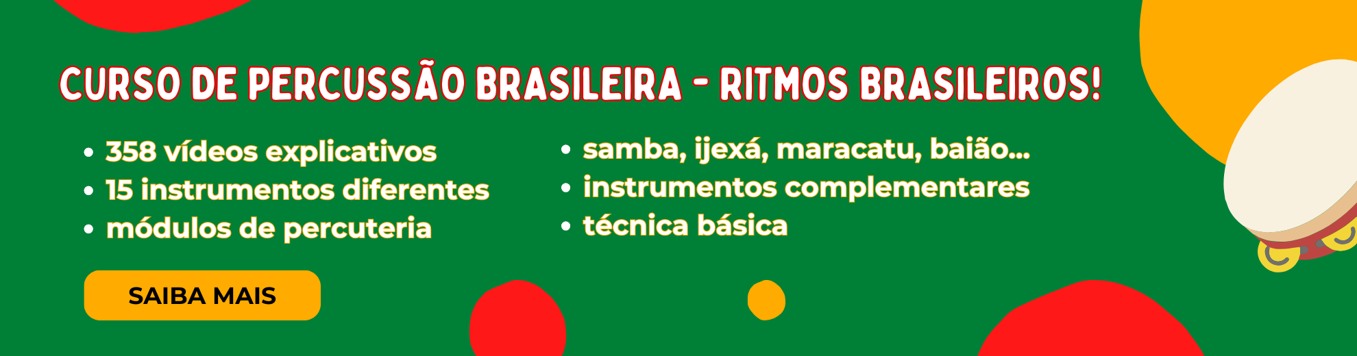 curso de percussão brasileira - ritmos brasileiros - instrumentos de percussão