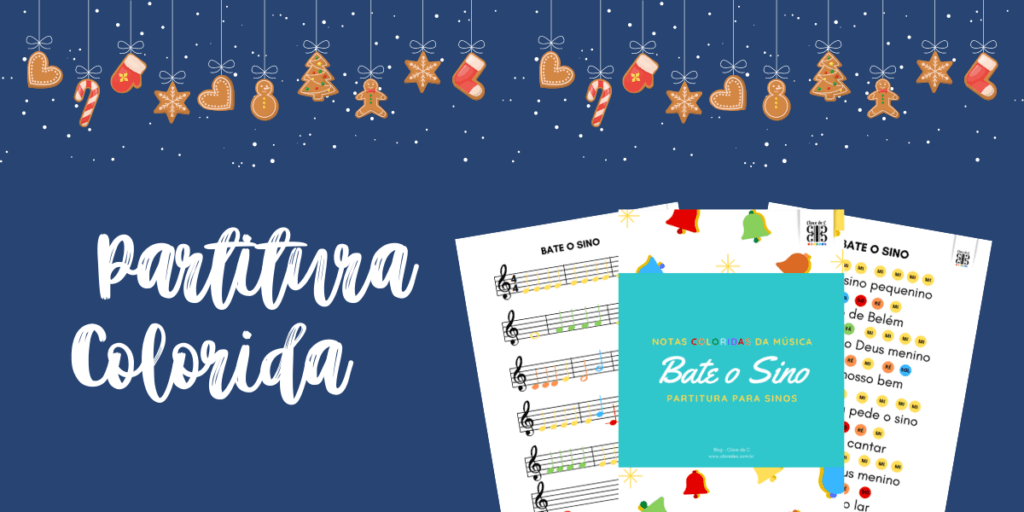 partitura colorida bate o sino pequenino - notas coloridas - partitura para sinos
