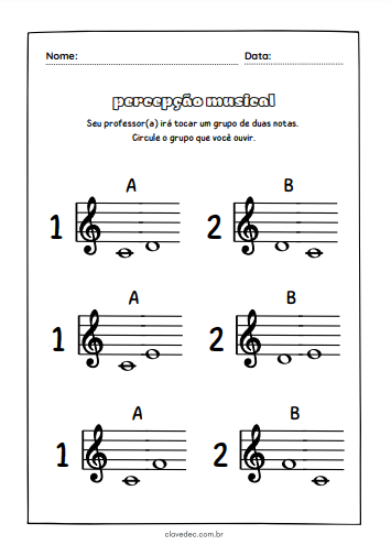 atividades notas musicais, leitura e percepção musical 3