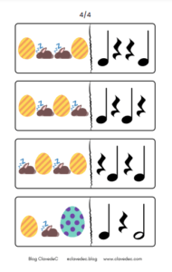 leitura rítmica de páscoa - ritmos musicais - recurso musical de leitura de ritmos - educação musical infantil 4