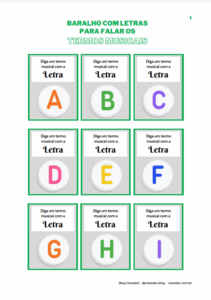 Jogo de Tabuleiro Ludo, Palavras Musicais