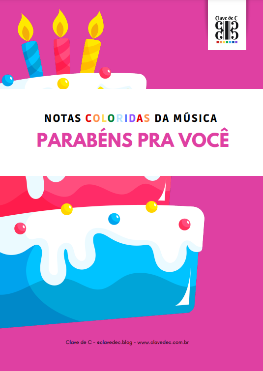 parabéns pra você com notas coloridas - partitura colorida