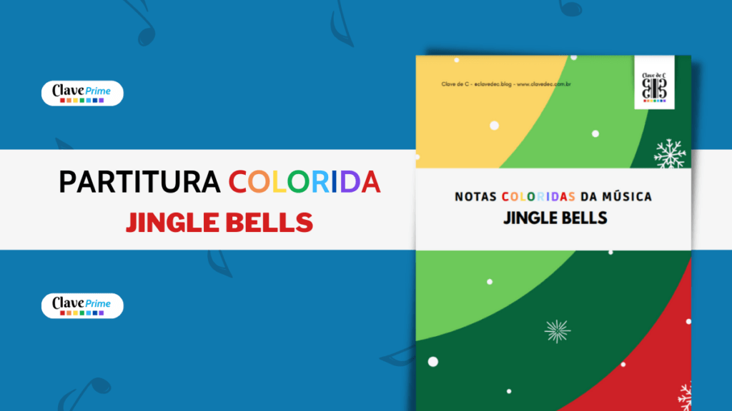 partitura colorirda Jingle Bells com desenhos
