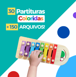 Combo de 30 partituras com notas coloridas e recursos