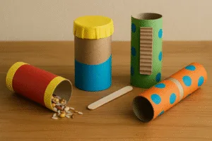 instrumentos musicais com rolos de papel higienico