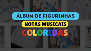 álbum de figurinhas musical - notas musicais coloridas
