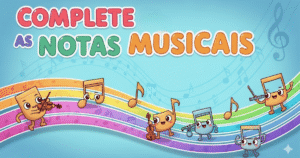 Jogo musical online - complete as notas musicais coloridas