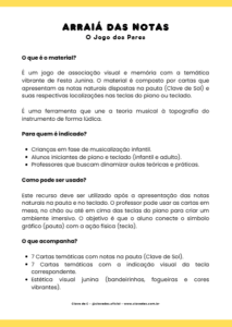 Jogo dos Pares Arraiá das Notas para Imprimir - atividades de música para festa junina