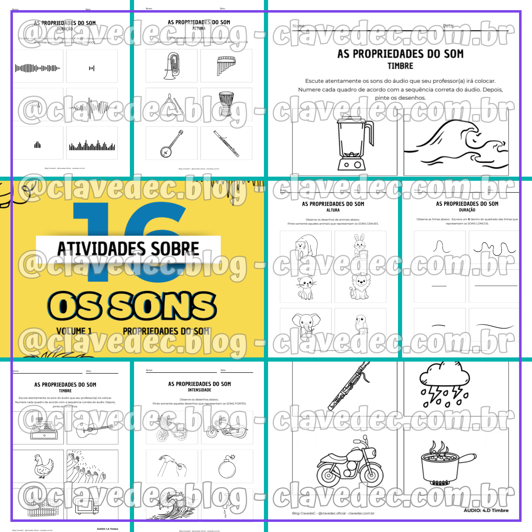 características do som atividades para imprimir