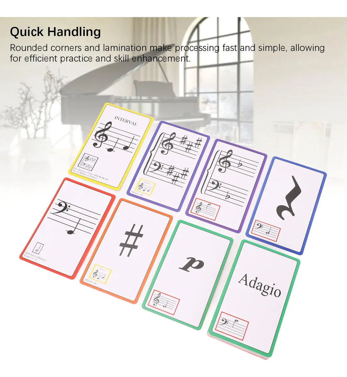 Conjunto De 50 Cartões De Aprendizagem Musical Laminados