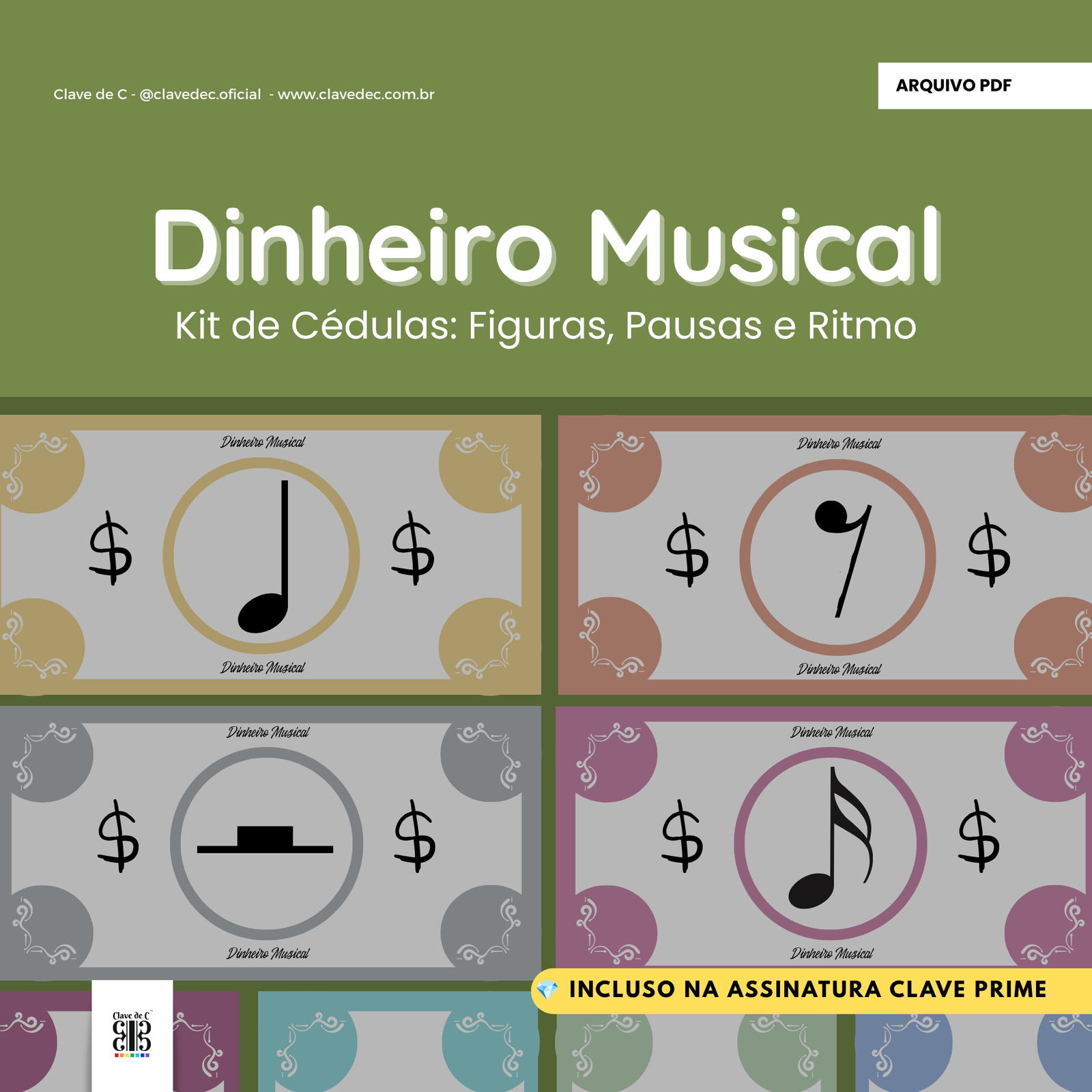 Dinheiro Musical — Kit de Figuras, Pausas e Ritmo