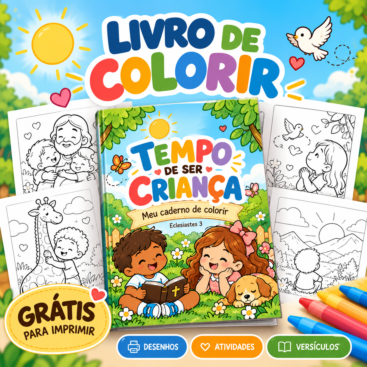 Livro de Colorir Bíblico Gratuito - Tempo de Ser Criança - EduShemá