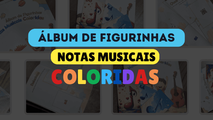 álbum de figurinhas musical - notas musicais coloridas